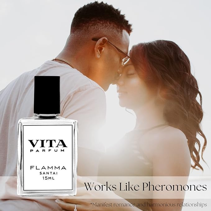 Vita Parfum Flamma Santal Perfume - Long Lasting Woody Scent with Light Orchid Accent and Spicy Cardamom Top Notes, Non-Toxic, All Natural Santal Perfume for Women with Jasper Stone - 15 ml