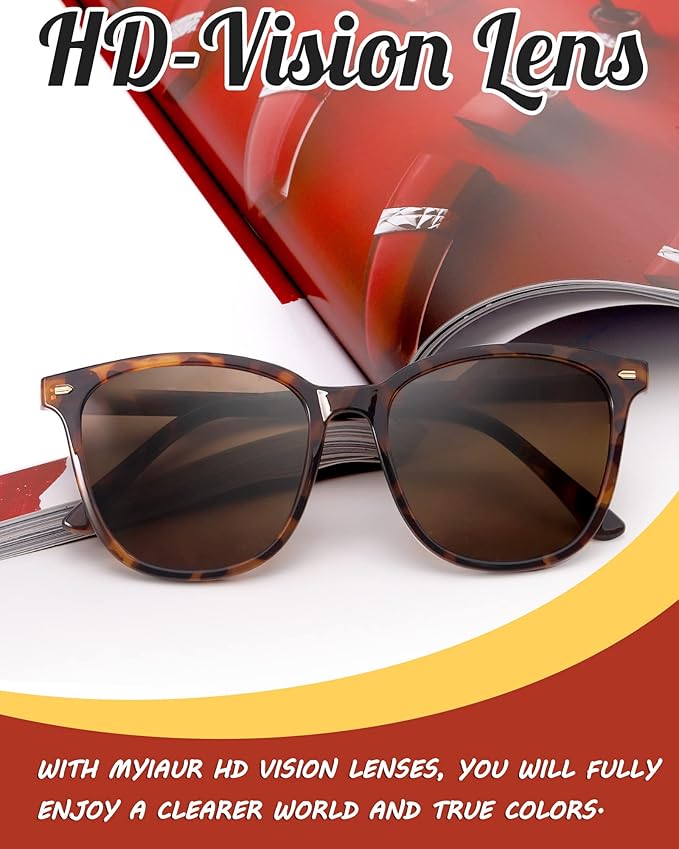 Myiaur Polarized Sunglasses for Women, Square Mirrored Trendy Shades with UV Protection Reduce Glare Sun Glasses