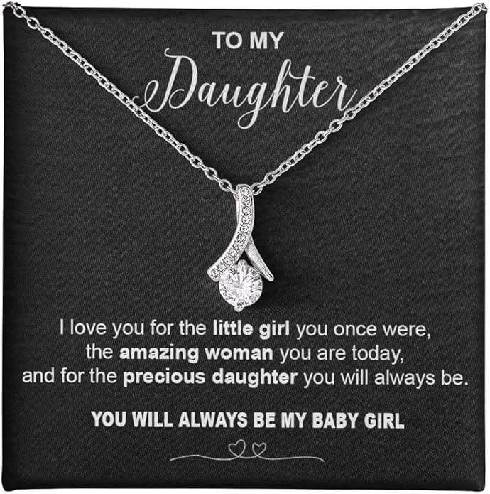 VIRAGIL To My Daughter Gift Necklace From Dad or Mom - Badass Daughter Jewelry With Heartfelt Message & Elegant Box