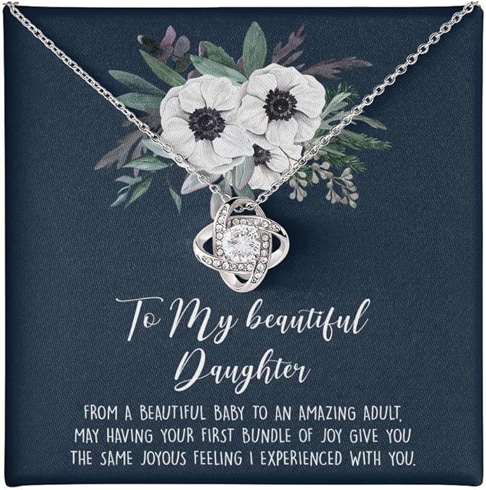 VIRAGIL To My Daughter Gift Necklace From Dad or Mom - Badass Daughter Jewelry With Heartfelt Message & Elegant Box