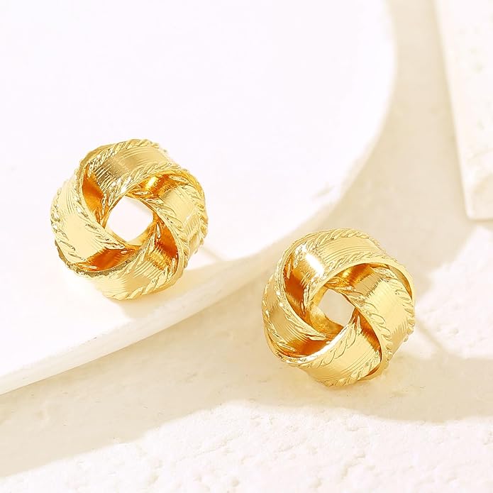 14K Gold Plated Knot Earrings for Women Gold Silver Earrings Heart Link Drop Dangle Earring Chunky Golden Knotted Statement Jewelry