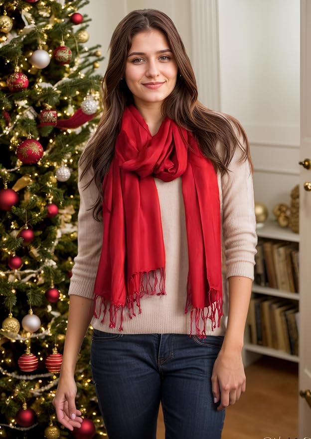 Achillea Soft Silky Pashmina Scarf for Women – Shawl Wrap for Evening Dresses, Bridesmaids, Weddings & Everyday Wear
