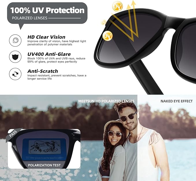 MEETSUN Polarized Sunglasses for Women Men Trendy Classic Retro Designer Style