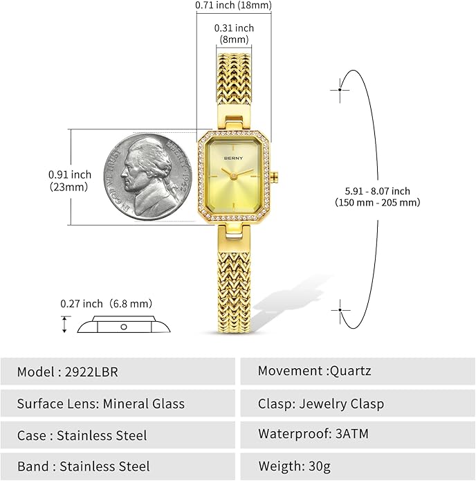 BERNY Silver Watches for Women Ladies Wrist Watch and Bracelet Set Dainty Quartz Bracelet Watch Premium Crystal Accented Fashion Luxury Birthday Present for Women