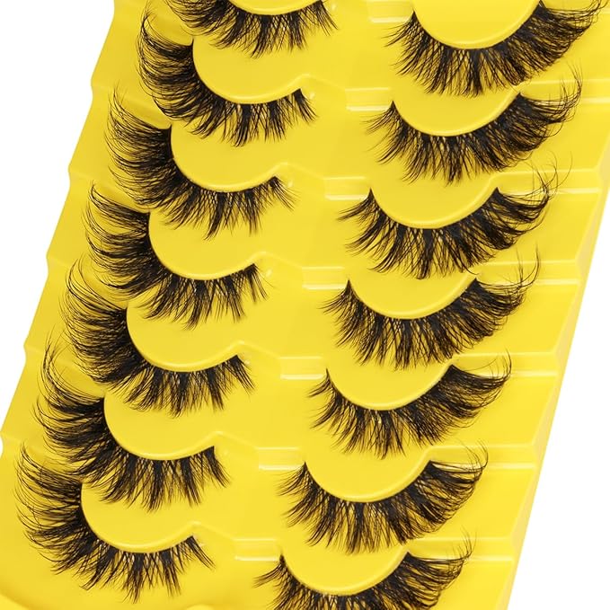 Fox Eye Lashes Wispy False Eyelashes Natural Look Clear Band Lashes 20mm 3D Mink Lash Cat Eye Spiky Strip Eyelashes Pack by Kiromiro