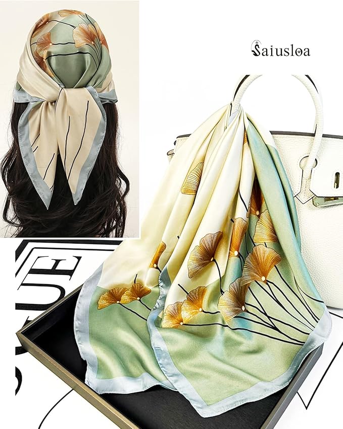 Neck Scarf For Womens Silky Head Scarves Hair Bandanas Square Scarf Fashion Accessories lightweight