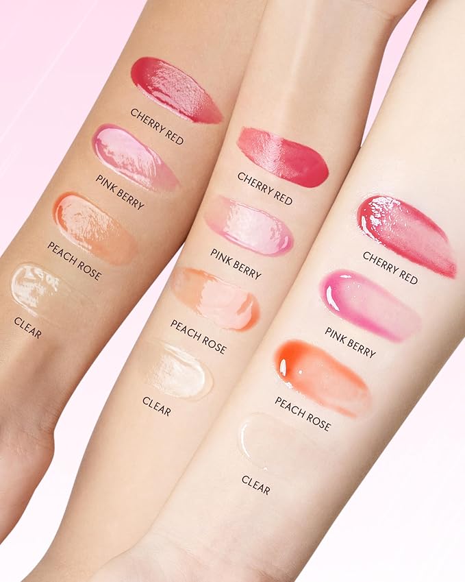 Peptide Brightening Lip Serum, Hydrating & Plumping Tinted Lip Gloss, Moisturizing Lip Balm with Polypeptides & Squalane for Glossy Sheer, Smooth Lips (04 Pink Berry)