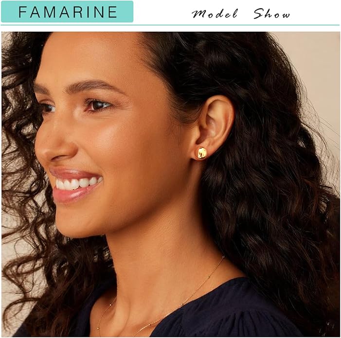 FAMARINE Dot Earrings Gold Silver Stud Earrings for Women Flat Round Earring Minimalist Earring
