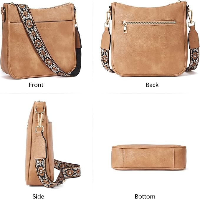 BOSTANTEN Crossbody Bags for Women Trendy Vegan Leather Hobo Purses Shoulder Handbags With Wide Shoulder Strap