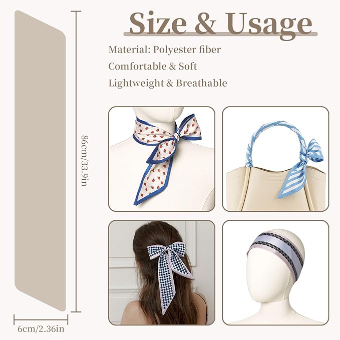 4 Pack Purse Scarf Handbags Skinny Twill Hair Scarves Narrow Neck Scarf Band Women Fashion Accessories Bag Charms