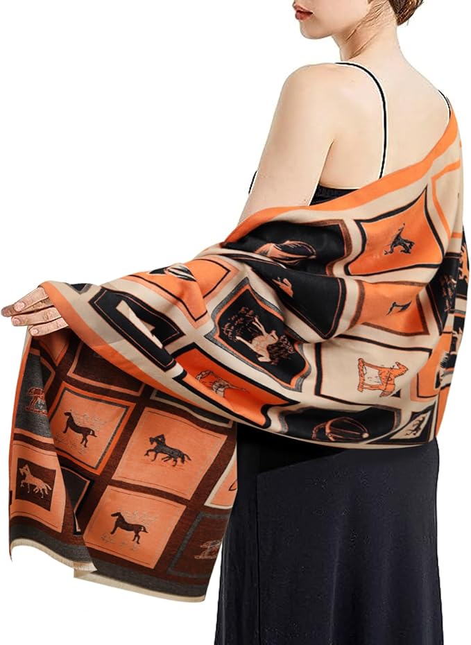 EXTREE Scarfs for Women Pashmina Silky Shawl Wrap for Evening Dressing Blanket Open Front Poncho Cape