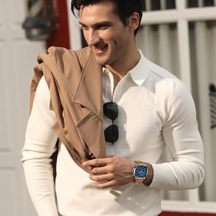 BY BENYAR Mens Watches Analog Quartz Chronograph Waterproof Wrist Watches for Men Fashion Business Work Casual Sport Designer Dress Watch with Calendar Elegant Gifts for Men