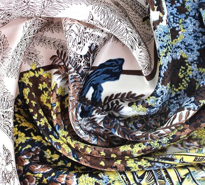 ANDANTINO 100% Real Mulberry Silk Scarf -21'' x 21''- Lightweight Neckerchief –Women Men Small Square Digital Printed Scarves