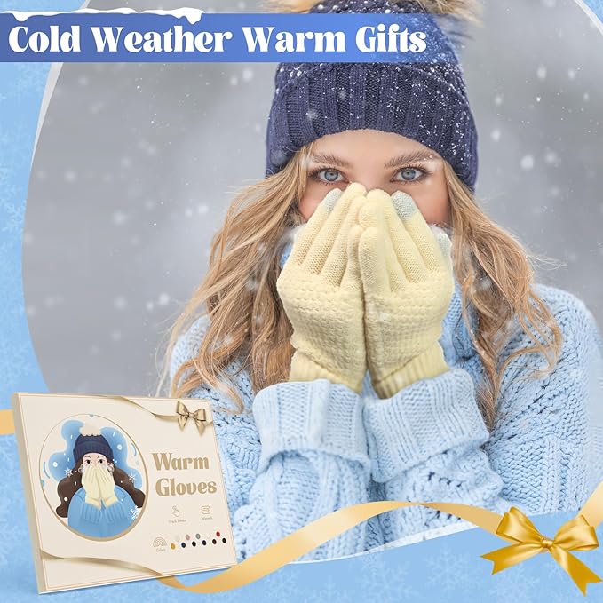 Omisy 4 Pairs Winter Gloves Women Touchscreen Cold Weather, Valentines Day Gifts for Her Wife Mom Girlfriend, Wam Mitten