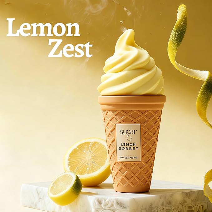 Lemon Sorbet Perfume for Women, Citrus Gourmand Scent with Lemon & Vanilla, Long Lasting Fresh EDP for Daily Use, Crisp and Natural 3.4 Fl Oz