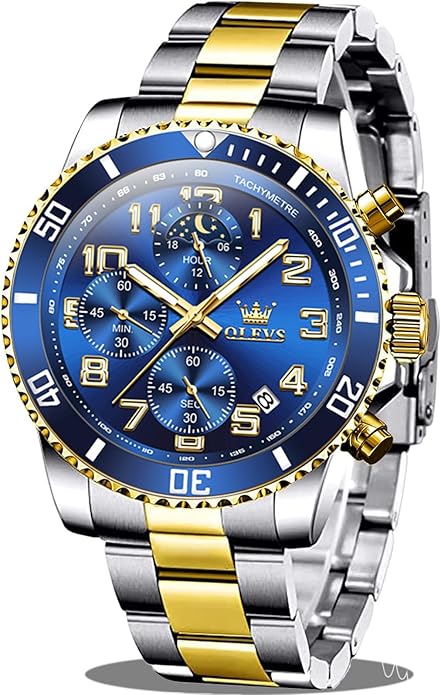 OLEVS Mens Watches Big Face Stainless Steel Waterproof Date Analog Quartz Watches Fashion BusinessWrist Watches for Men…