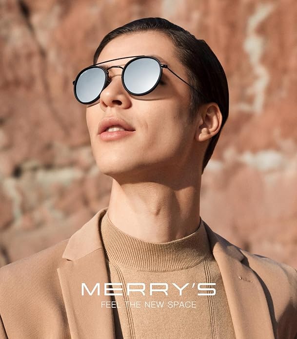 MERRY'S Retro Round Polarized Sunglasses - Unisex Double Bridge Sun Glasses