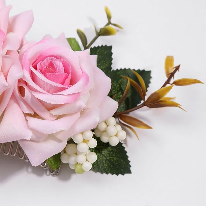 Flower Hair Clip for Women - Elegant Hair Accessory for Wedding, Party & Daily Wear (Peach)