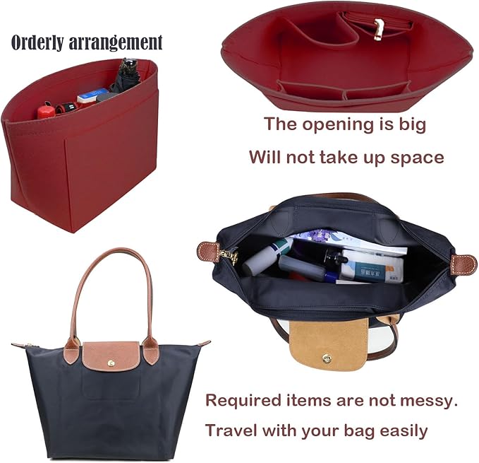Lckaey Purse Organizer Insert for Le Pliage Neo(Large) Handbags Insert Organizer 1012claret2-L