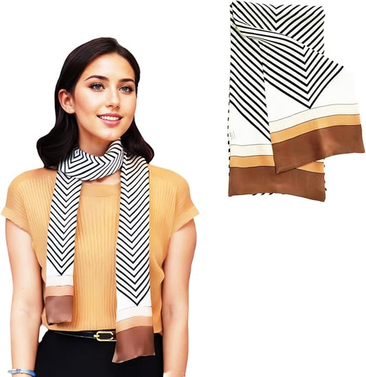 100% Mulberry Silk Ribbon Scarf for Hair Beach Head Wraps for Women Handbag accessories Necktie