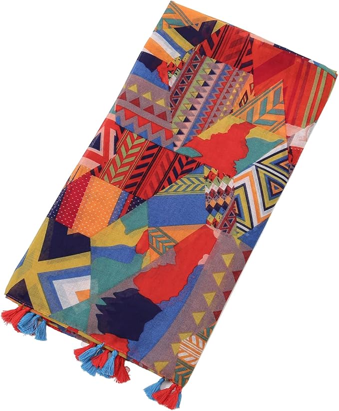 Yeieeo Boho Scarf for Women Lightweight Floral Printed Scarf Fall Winter Fashion Fringed Shawl