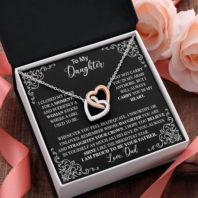 VIRAGIL To My Daughter Gift Necklace From Dad or Mom - Badass Daughter Jewelry With Heartfelt Message & Elegant Box