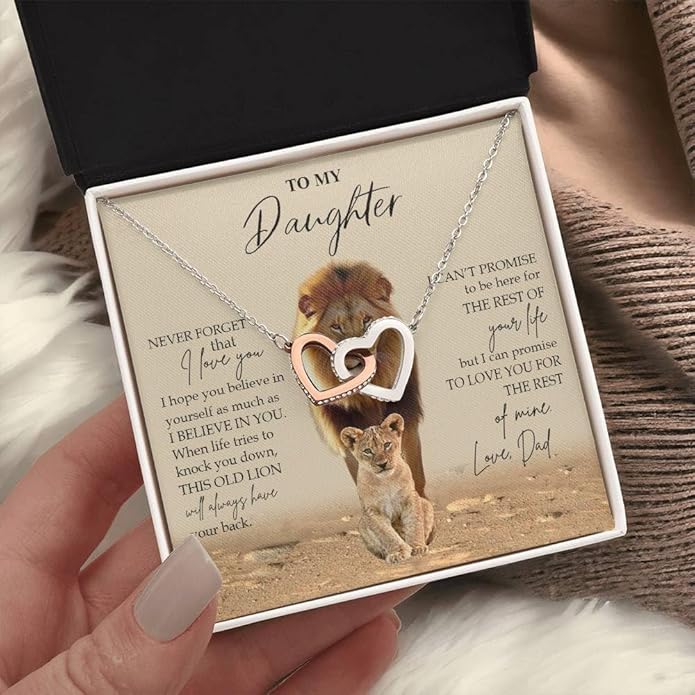 VIRAGIL To My Daughter Gift Necklace From Dad or Mom - Badass Daughter Jewelry With Heartfelt Message & Elegant Box