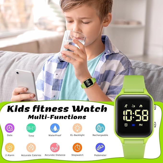 L LAVAREDO Kids Digital Watches for Boys Girls,Waterproof Sport Watch with Pedometer Stopwatch Vibration Alarm for Ages 5-13,No App Fitness Tracker Watch for Kids Teens Birthday Christmas Gifts
