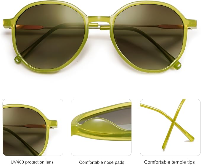 SOJOS Trendy Designer Hexagon Round Sunglasses for Women Fashion Big Shades Geometric Women Sunglasses SJ2181