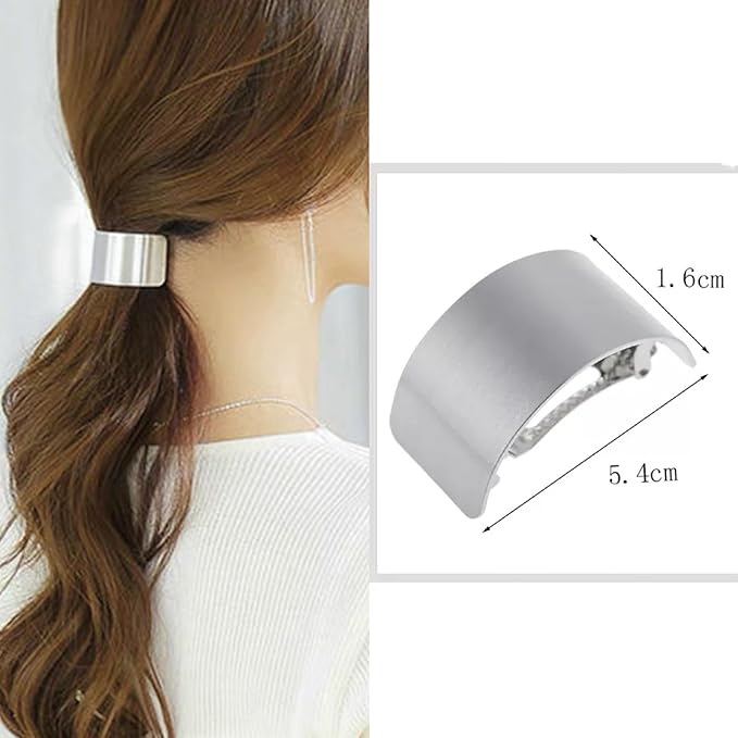 3 Pcs Ponytail Holder Hair Clips, Metal High Ponytail Cuff Hair Barrettes, Strong Hold French Hair Jaw Claw Decorative Accessories for Women Girls