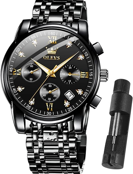 OLEVS Mens Watches Waterproof Stainless Steel Adjustable Bracelet Watch Quartz Analog Watch for Men Fashion Business Classic Mens's Wrist watch's Casual Watches Gold/Blue/Black/White/Face/Dial