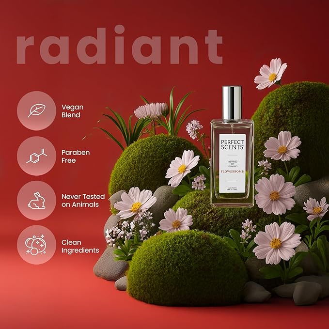 Perfect Scents Fragrances | Inspired by V&R’s Flowerbomb | Women’s Eau de ToileƩe | Vegan, Paraben, Phthalate Free | Never Tested on Animals | 3.4 Fl Oz