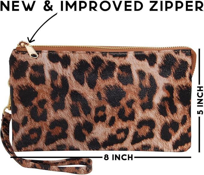 Vegan Leather Wristlet Purse for Women - Small Clutch Purse with Shoulder and Wrist Straps
