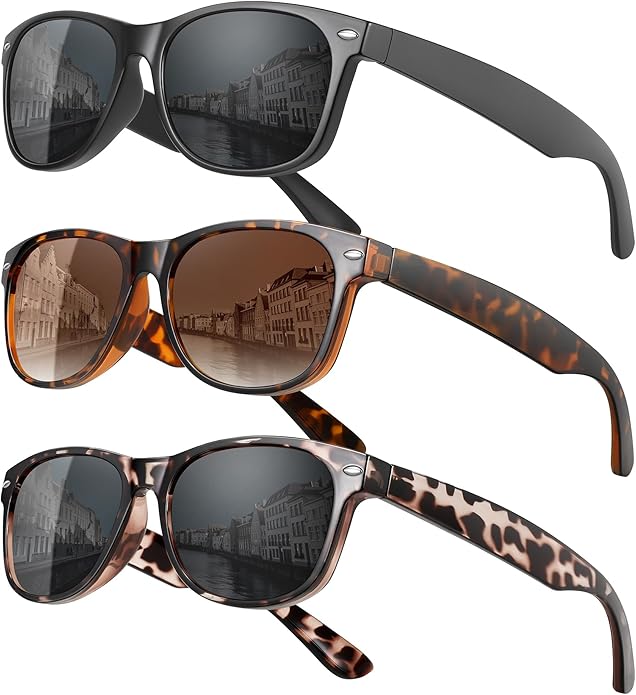 MEETSUN Classic Polarized Sunglasses for Women Men Trendy Retro Sun Glasses for Driving UV Protection (3 Pack)