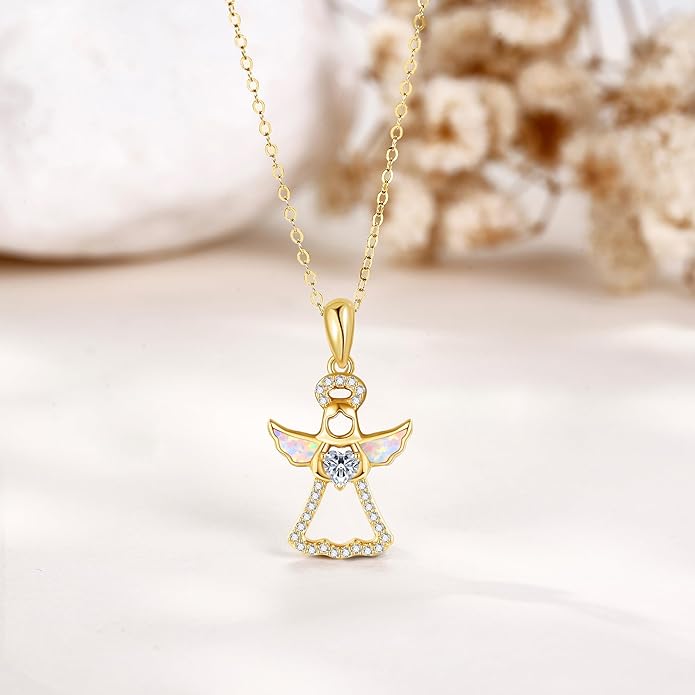 ELFRONT Mothers Day Gifts 14k Real Gold Dainty Necklace, Solid Gold Delicate Pendant For Women Mom Lover