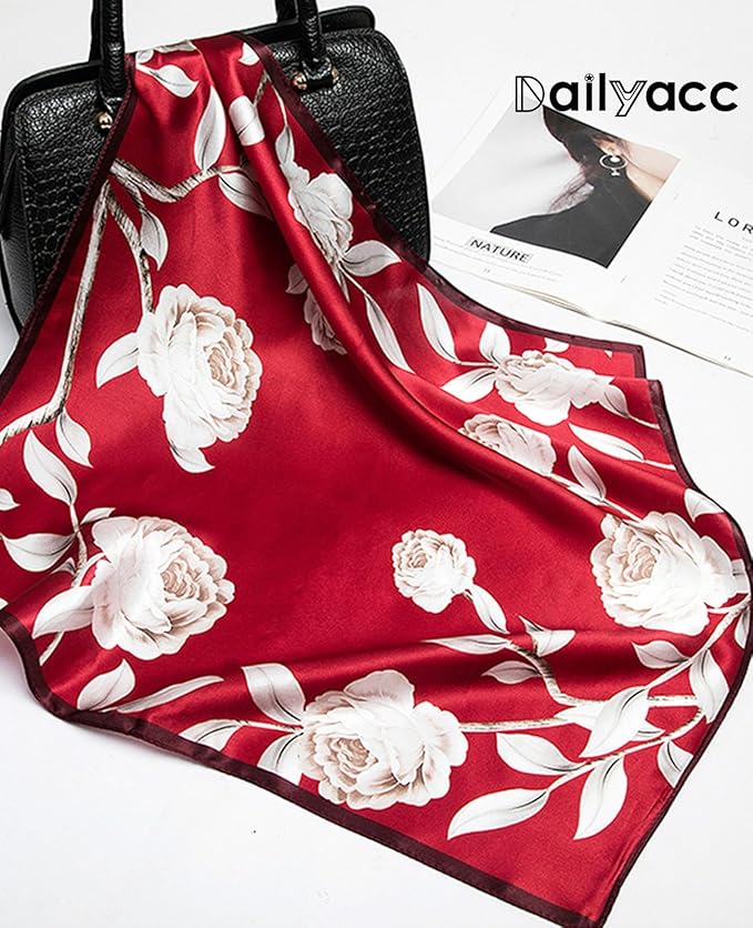Dailyacc Hair Bandanas Scarf For Women Lightweight Fashion Neck Silk Satin Head Scarves For Sleeping Handbags Scarf