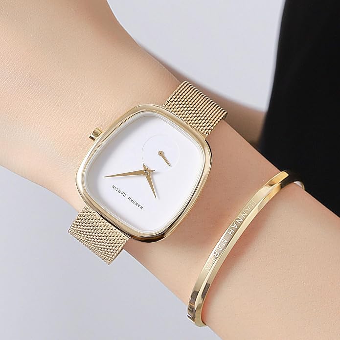 HANNAH MARTIN Watches for Women Waterproof Ladies Analog Quartz Wrist Watches Stainless Steel Band Fashion Dainty Female Watch Luxury Bracelet Diamond