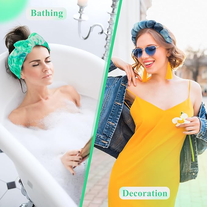 Tie Dye Spa Headband, 4 Pcs - Soft & Stretchy Headbands for Women for Washing Face, Bubble Skin Care, Makeup, Head Band for Face Wash, Shower Hair Accessories, Teen Girl Gifts Trendy Stuff