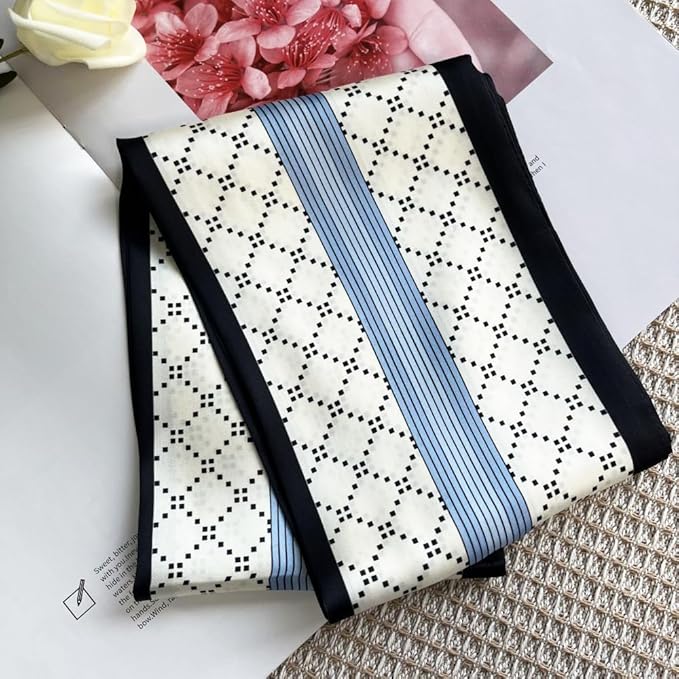 Silk Head Scarf for Hair Fashion Headwrap for Women Lightweight Neck Tie