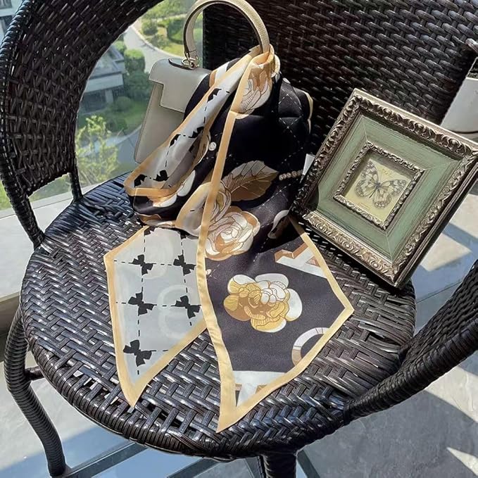 100% Mulberry Silk Ribbon Scarf for Hair Beach Head Wraps for Women Handbag accessories Necktie