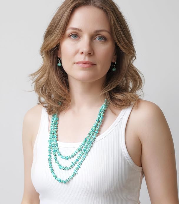 Layered Beaded Statement Necklace Multi Strand Crystal Beads Collar Necklace and Earring Sets for Women Fashion Costume Jewelry Set Gifts for Her