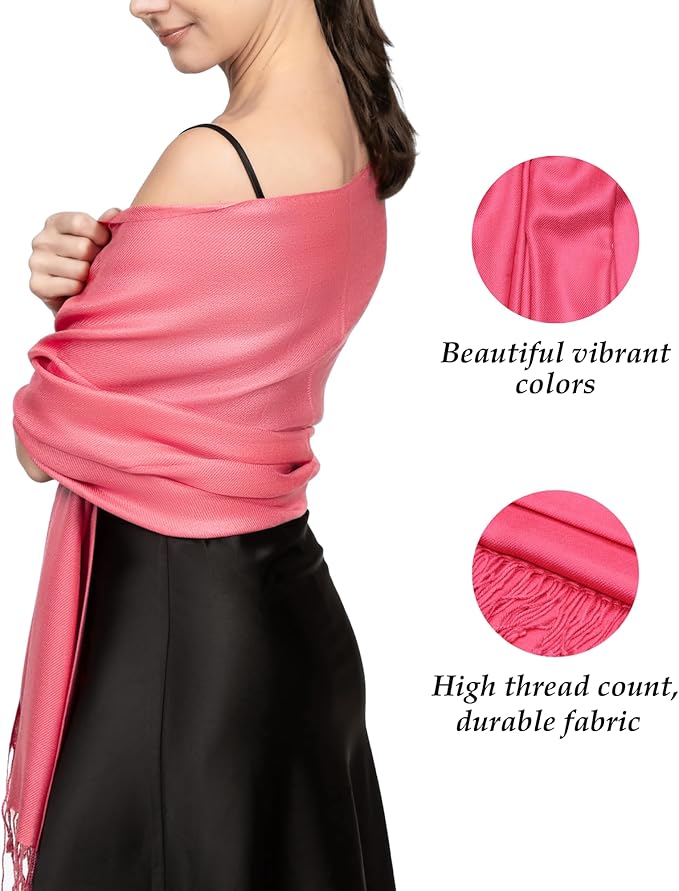 Achillea Soft Silky Pashmina Scarf for Women – Shawl Wrap for Evening Dresses, Bridesmaids, Weddings & Everyday Wear