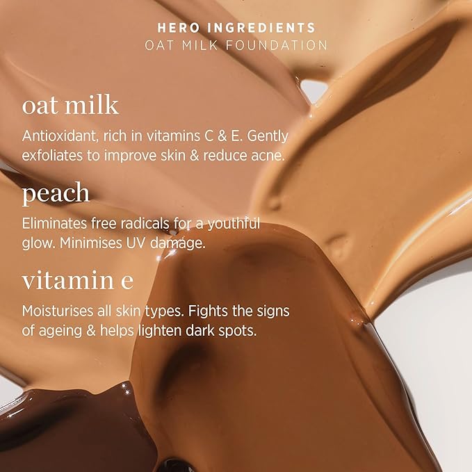 Ere Perez - Natural Oat Milk Liquid Foundation | Breathable, Buildable, Med-Full Coverage | Peach Extract, Vitamin E | Vegan, Cruelty-Free, Clean Beauty (Chai | light-med warm, 1 fl oz | 30 ml)