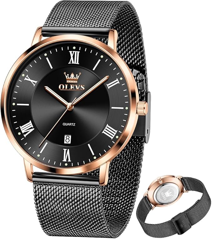 OLEVS Mens Gold Watches Analog Quartz Business Dress Watch Day Date Stainless Steel Classic Luxury Luminous Waterproof Casual Male Wrist Watches