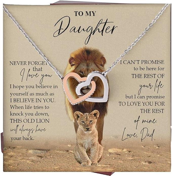 VIRAGIL To My Daughter Gift Necklace From Dad or Mom - Badass Daughter Jewelry With Heartfelt Message & Elegant Box