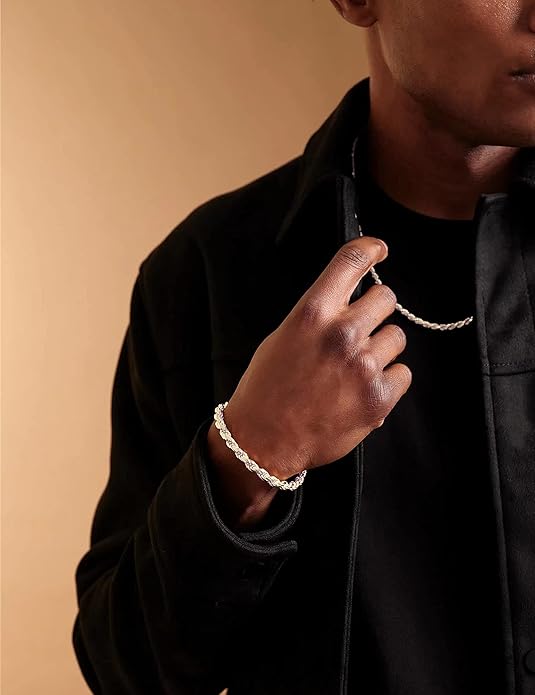 nometo 925 Sterling Silver Rope Chain Bracelet Box Chain Bracelet 2mm3mm5mm Silver/Gold Plated Bracelet for Men Women Silver Bracelet 6.5-9 Inches