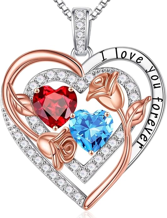 Iefil Mothers Day Gifts for Wife - Sterling Silver Birthstone Necklace Birthday Gifts for Her Wife