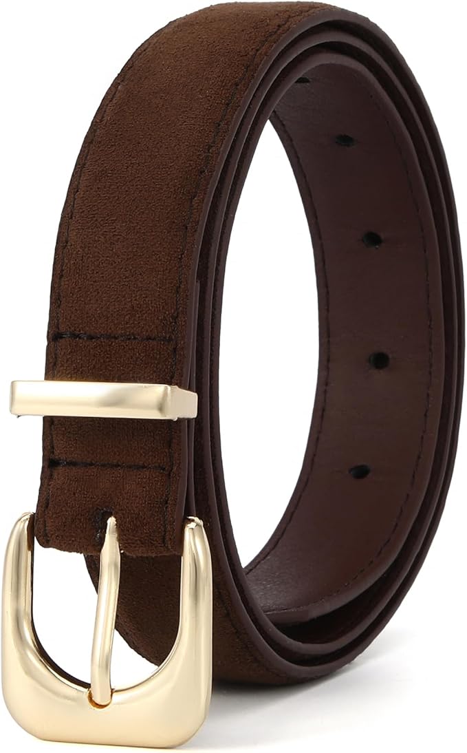 Earnda Belts for Women Faux Leather Waist Belt with Gold/Silver Buckle Casual Jeans Pants Dresses