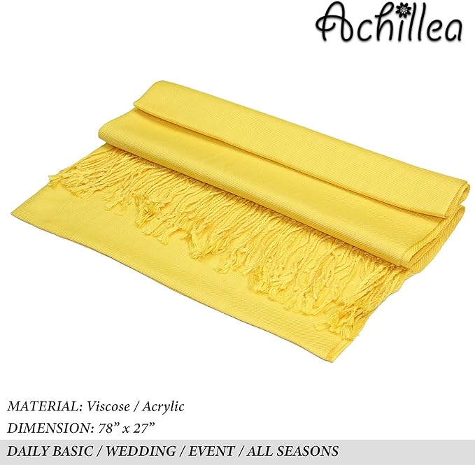 Achillea Soft Silky Pashmina Scarf for Women – Shawl Wrap for Evening Dresses, Bridesmaids, Weddings & Everyday Wear