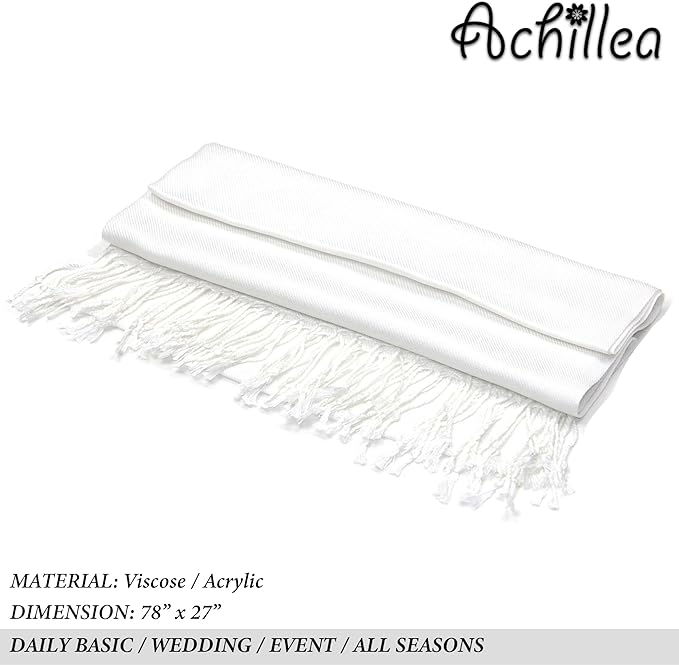 Achillea Soft Silky Pashmina Scarf for Women – Shawl Wrap for Evening Dresses, Bridesmaids, Weddings & Everyday Wear